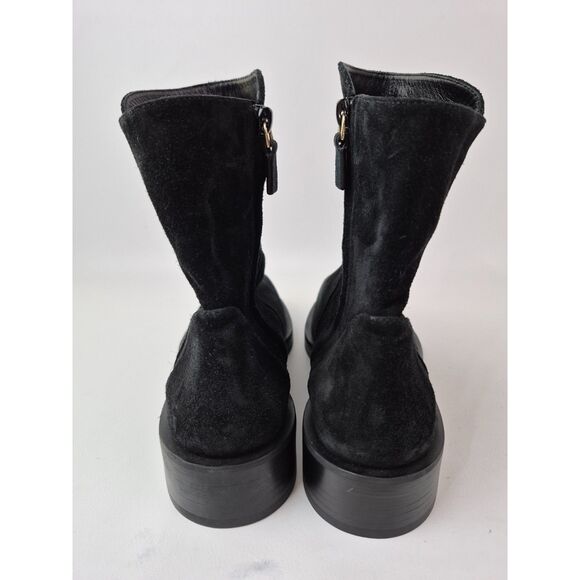 Stuart Weitzman Women's Black Bold Suede Zip Booties Size 9 B - Picture 5 of 8